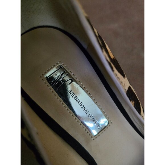 INC Leopard Heels Calf Fur Leather Stiletto Pump Sexy City Career Shoe Size: 8M - Picture 2 of 4